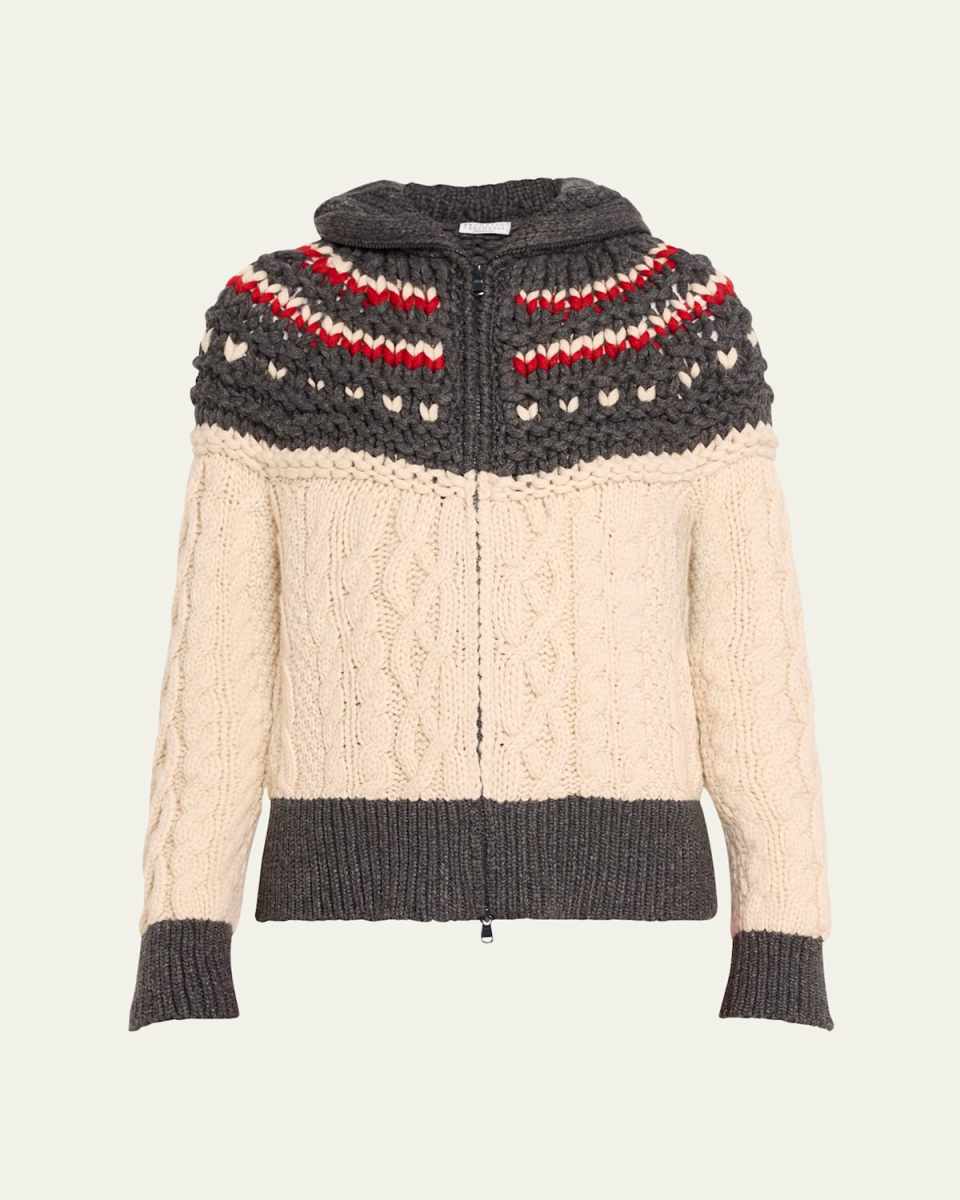 High Mountain Fairisle Cashmere Zip-Up Cardigan